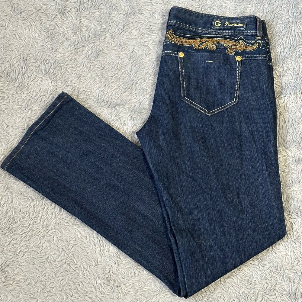 Vintage G by Guess jeans with Gold buttons and sequins, Size 32